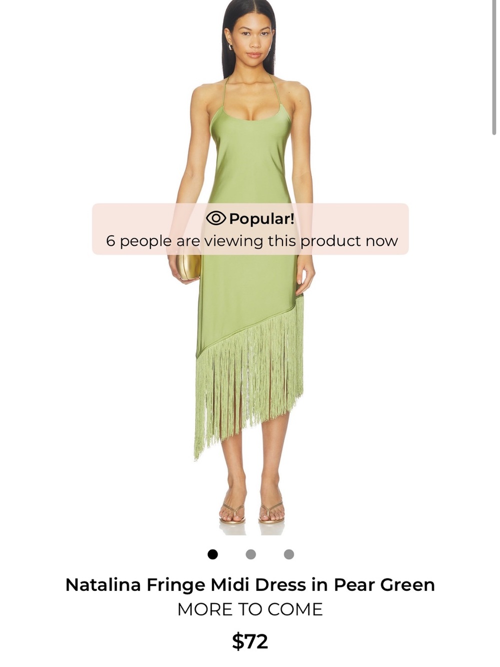 Natalina Fringe Midi Dress in Pear Green